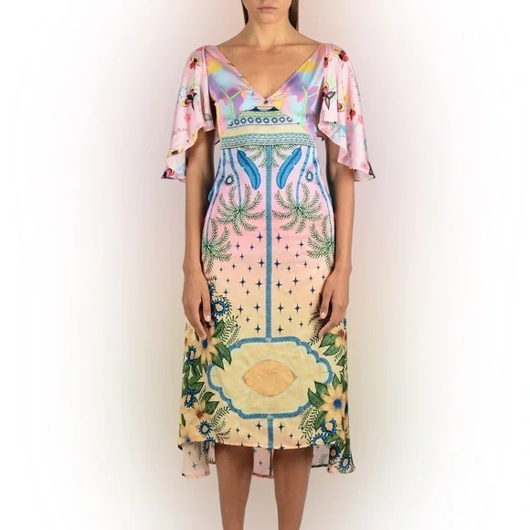 Oceanus Camille Satin Midi Dress Size XXL - Picture 5 of 16